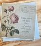 Vintage Botanical Greeting Card. Handmade Parchment Paper Card. 