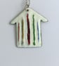 Hand Enamelled Fine Stripe Beach Hut Pendant  - Image 1