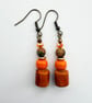 Light Brown Orange Dangle Drop Boho Earrings - Image 3
