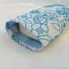 Glasses or Pouch Case Tissue Holder in Blue Beach Flower Design Fabric