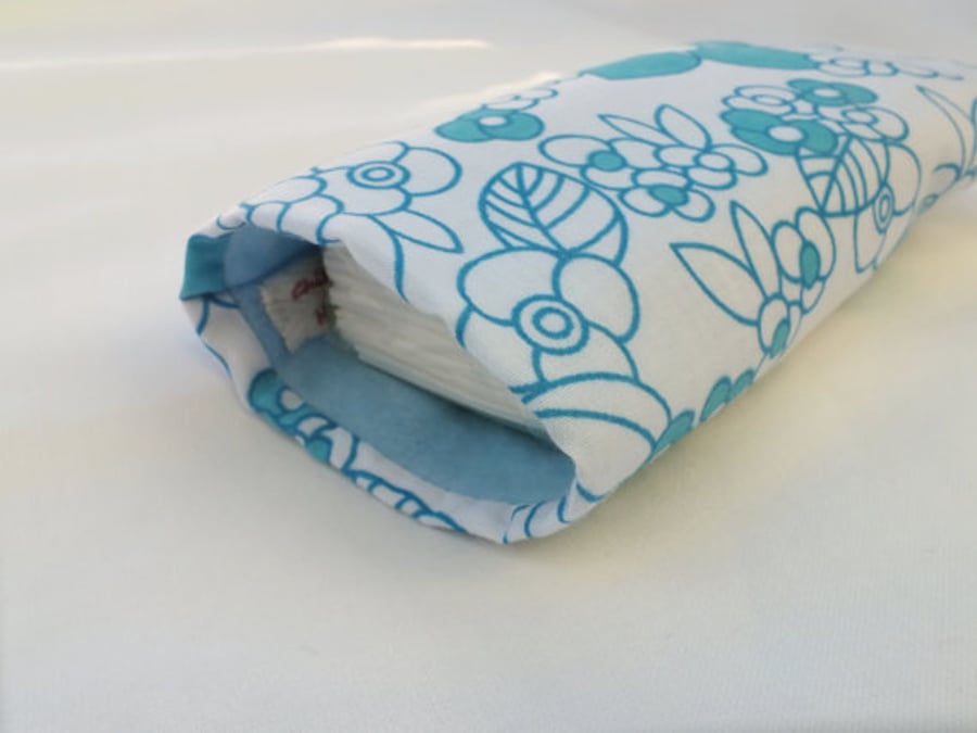 Glasses or Pouch Case Tissue Holder in Blue Beach Flower Design Fabric