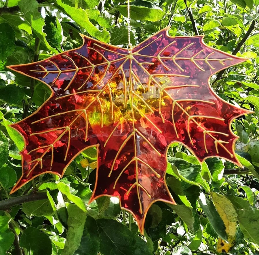 Autumn Leaf Suncatcher Window Decoration 