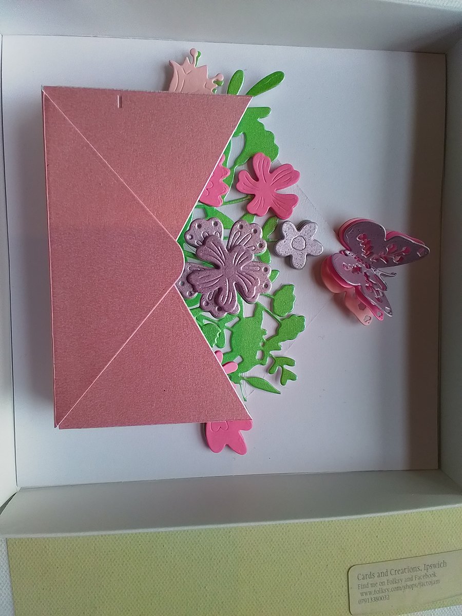 Handmade envelope and flowers card. Card for any occasion. Ref 380