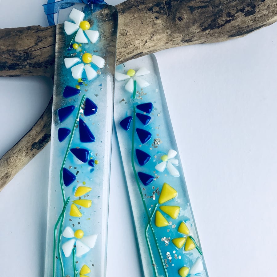 Springtime flower sun catcher made from fused glass