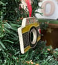 Fun ceramic Camera Christmas decoration yellow - Image 2