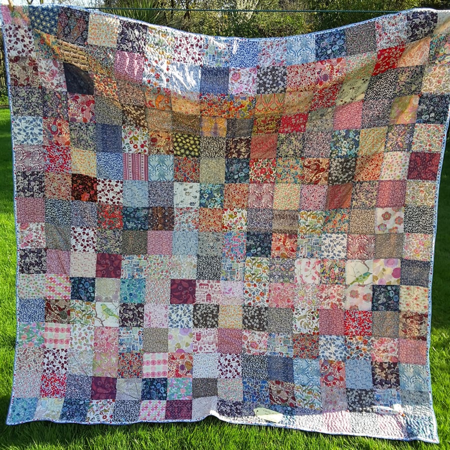 Large Handmade Patchwork Quilt with Liberty of London Fabrics