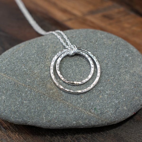 Circle Necklace, Silver Hoop Ring Pendant