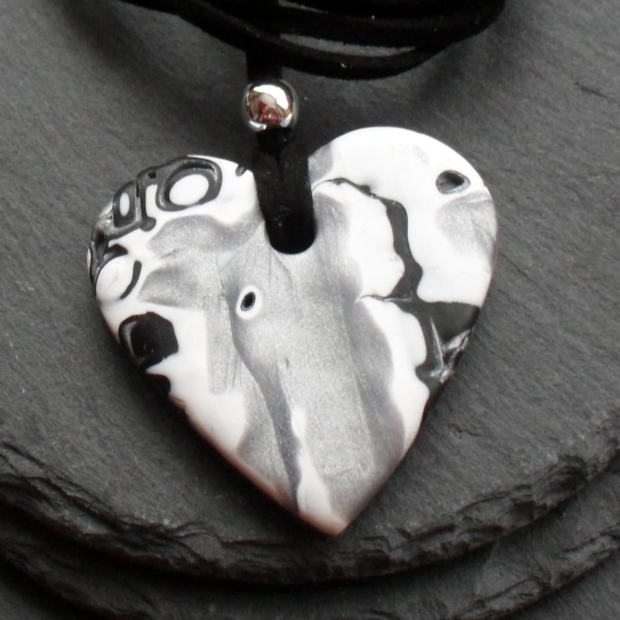 Heart Shaped Pendant in Polymer Clay