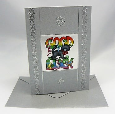 Good Luck card featuring lucky black cat