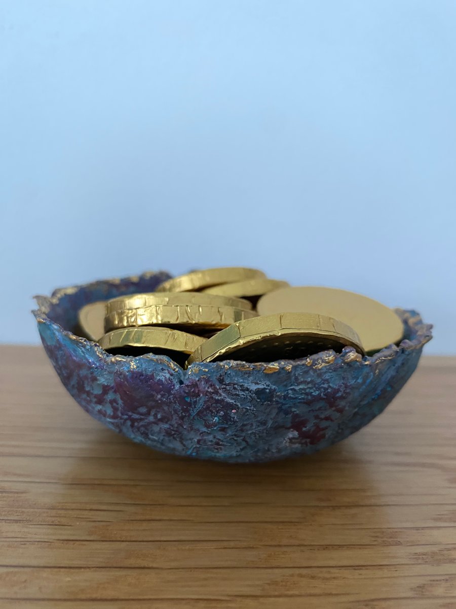 Paper mache bonbon dish. Small recycled paper bowl 