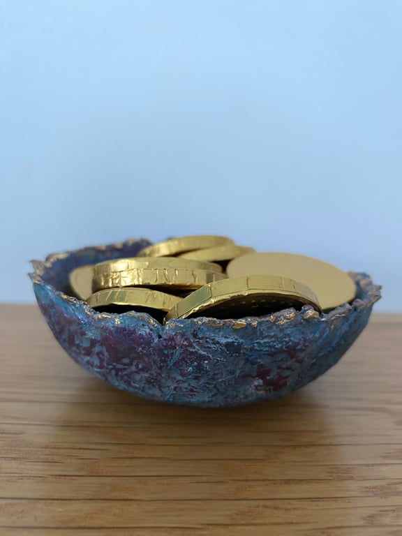 Paper mache bonbon dish. Small recycled paper bowl 