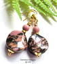 Rhodanite & Rhodochrosite Gold Plate Earrings