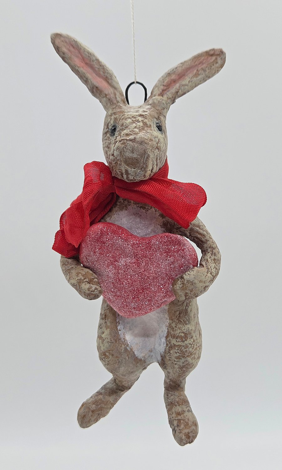 Adorable Spun Cotton Hare Valentine’s Ornament