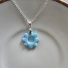 Polymer flower necklace on a silver plated chain
