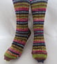 Hand-cranked Knitted Ribbed Wool Socks Size 4 to 5 - Image 1