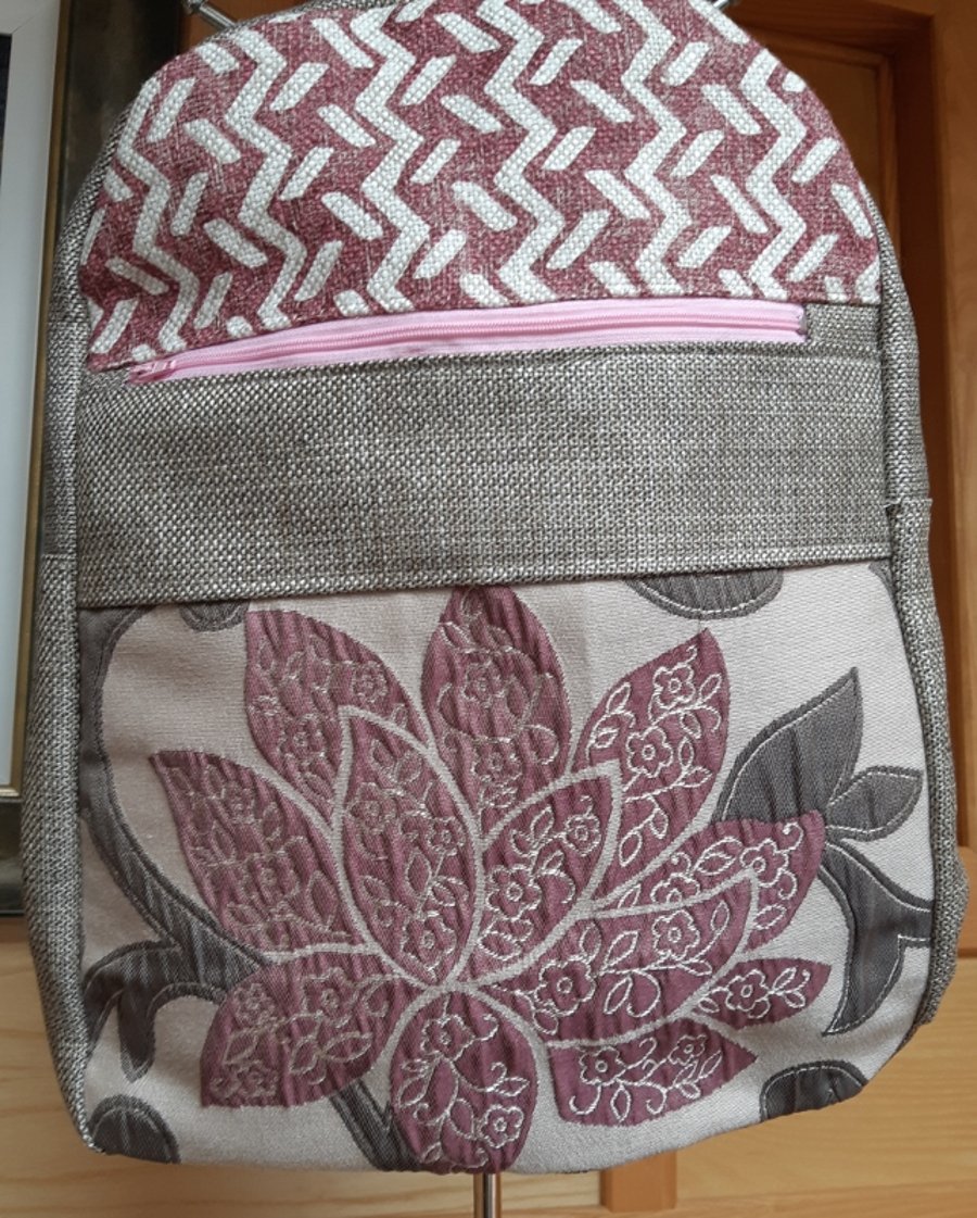 Fawn and pink backpack