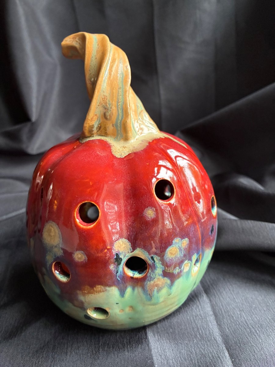 Rosy Green Autumn Pumpkin Luminary