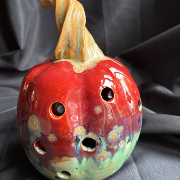Rosy Green Autumn Pumpkin Luminary