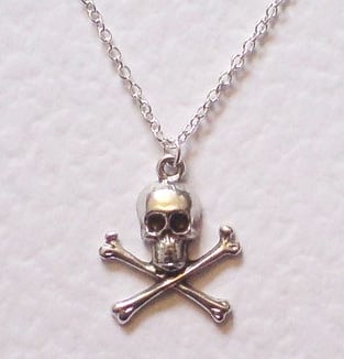 Skull and Crossbone Silver Plate Necklace