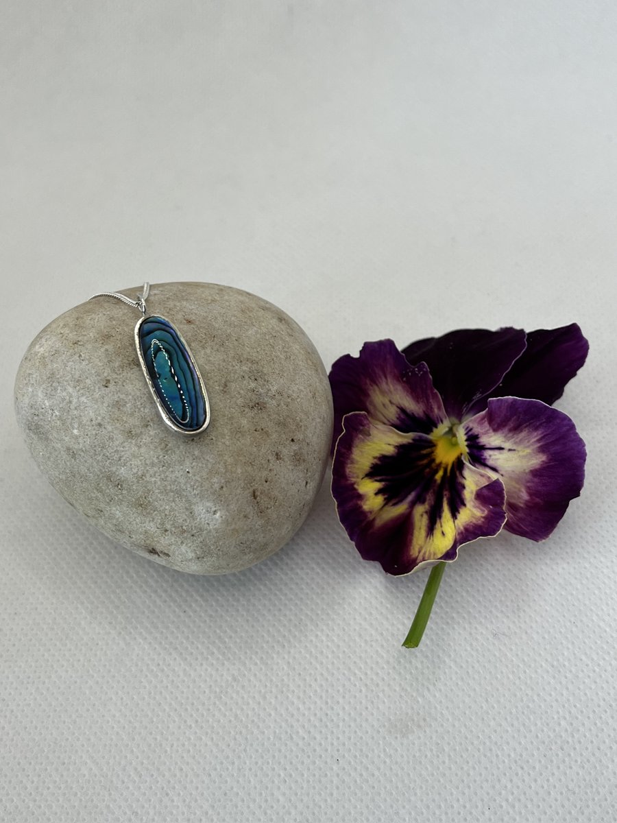 Paua Shell and Sterling Silver Pendant