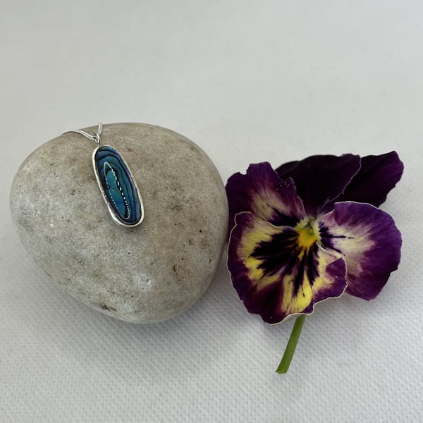 Paua Shell and Sterling Silver Pendant