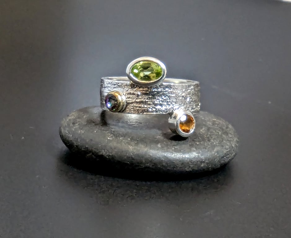 HANDMADE GOLD & SILVER Gemstone Ring