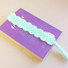 Turquoise bookmark with tassel, crochet bookmark, handmade