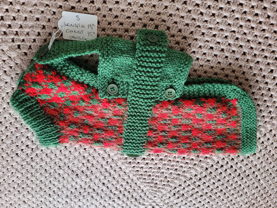 Hand knitted dog coat 