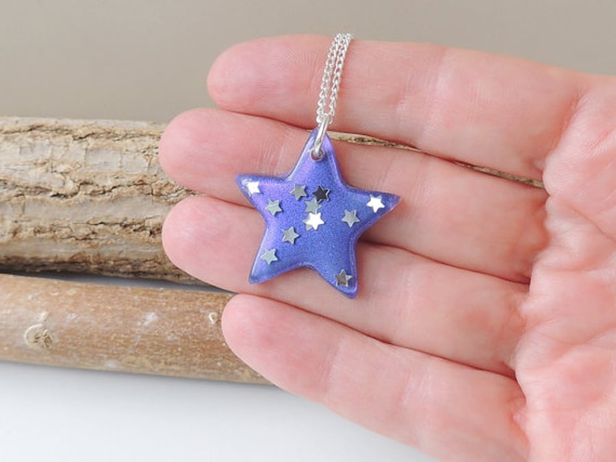 Purple Star Resin Pendant  - SALE (1742)