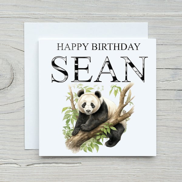 Personalised Panda Birthday Card. Design 4
