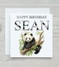 Personalised Panda Birthday Card. Design 4