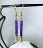 Dangle beaded dainty earrings, stick drop gold minimalist jewellery - Image 5