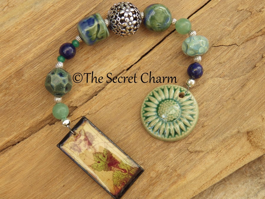 Elen Of The Ways Prayer Beads, Lapis Lazuli & Emerald Meditation Beads