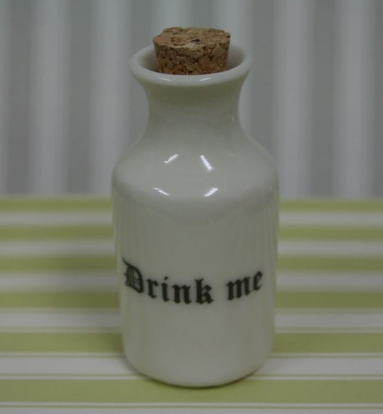 Small porcelain bottle with drink me wording