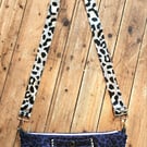 BLACK AND PURPLE LEAOPARD JACQUARD BUM BAG WITH ADJUSTABLE STRAP