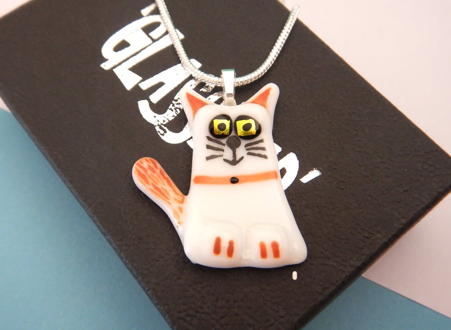 Handmade Fused Glass 'Cat' Pendant