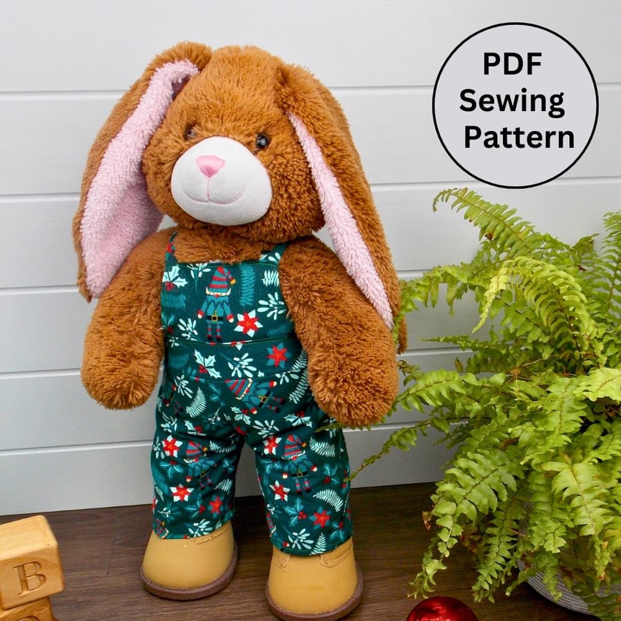 Teddy Bear Dungarees Sewing Pattern (Fits 16-18inch teddy bears)