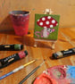 Mouse and Toadstool Painting - whimsical miniature canvas art - Image 5