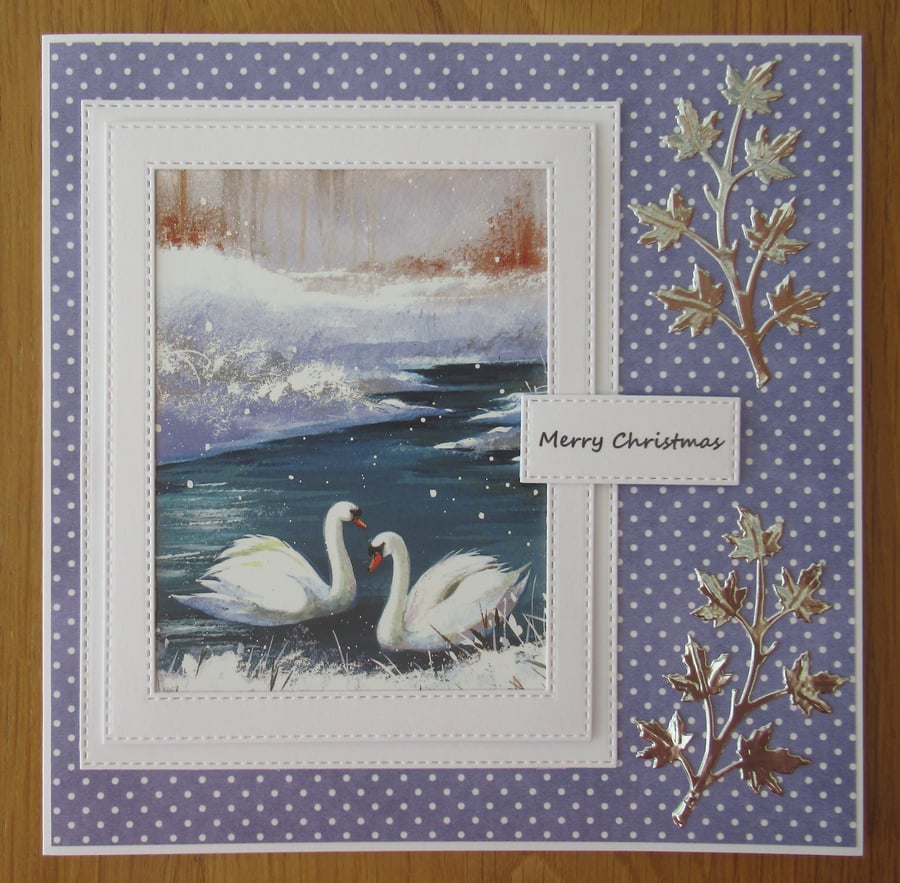 8x8" Winter Swans - Christmas Card
