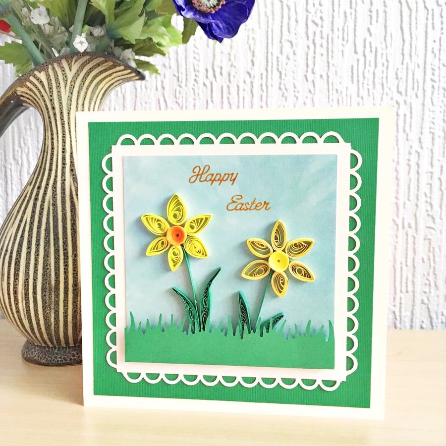 Easter card - quilled daffodils - boxed card option