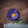 Purple Aster Crochet Bookmark - Midnight Purple