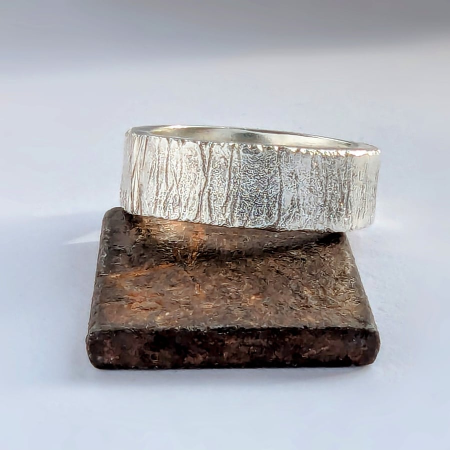 Recycled Sterling Silver Brutalist Design Handmade Ring. Handmade Urban Jeweller