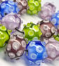 Handmade multicoloured patterned lamp work glass beads - Image 3