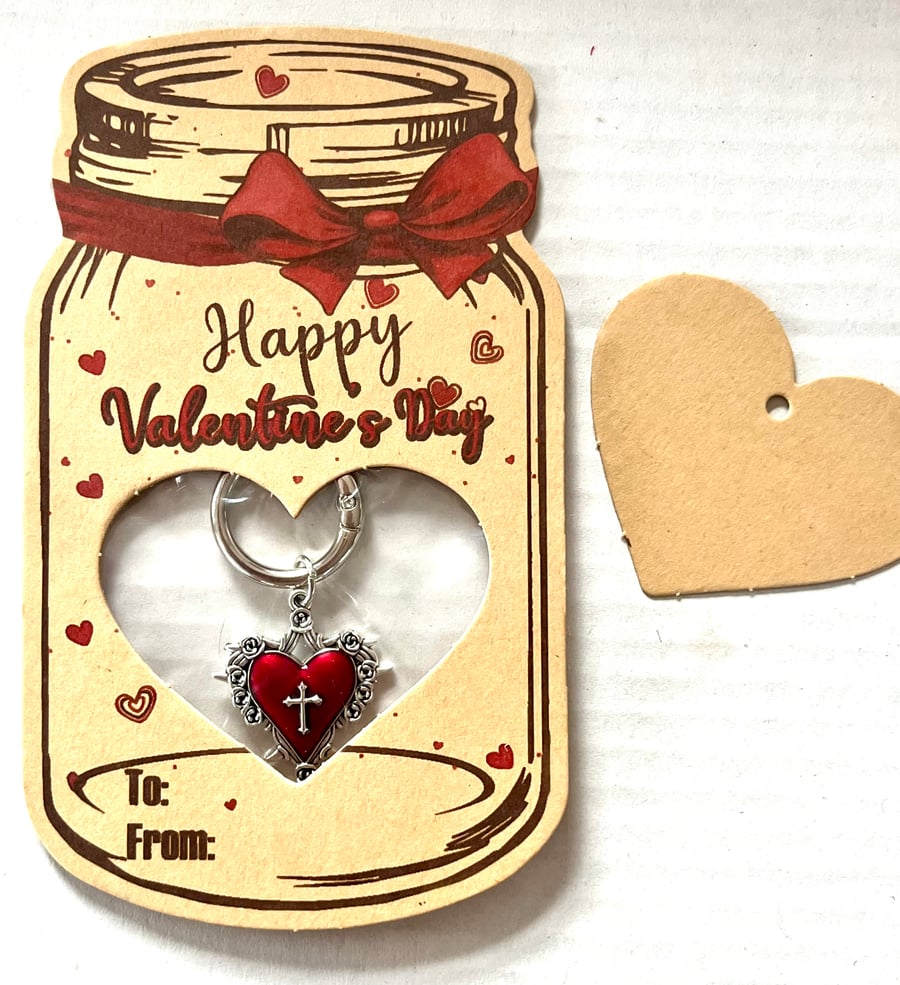 Valentine’s Day gift heart with cross keyring birthday gift