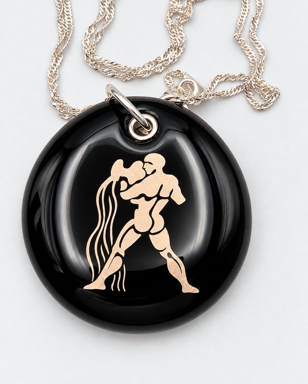 Aquarius Fused Glass Pendant with Real Platinum Lustre Symbol