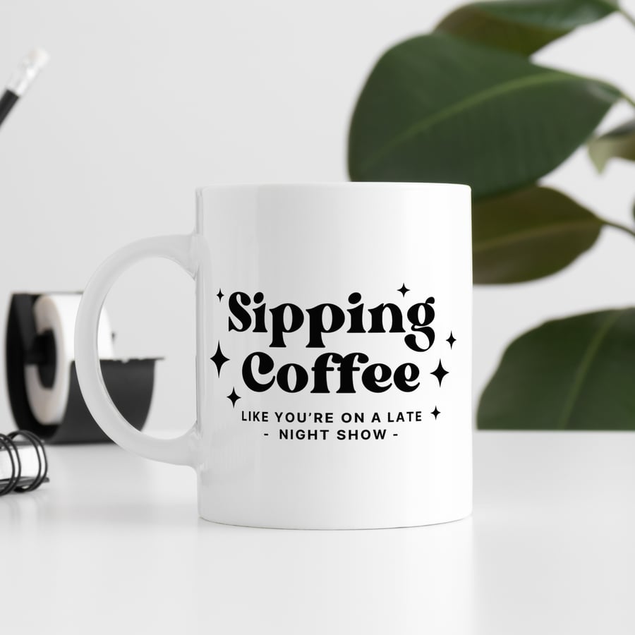 Sipping Coffee - Classic & Stars Mug: Lyric-Inspired Mug, Music Lover Gift