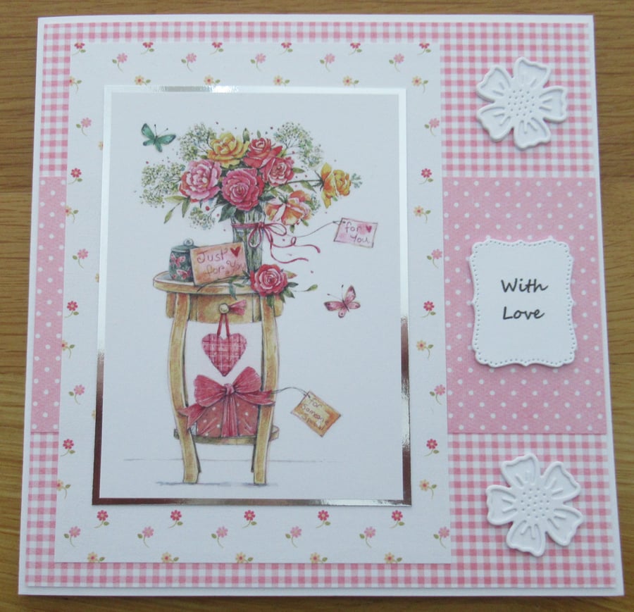 Vase Of Flowers On Table - 7x7" Any Occasion Card