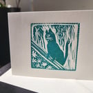 Lino card for cat lovers 