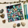 Patchwork City, blank greetings card