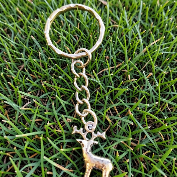 Stag Deer Keyring Silver Plated Charm 